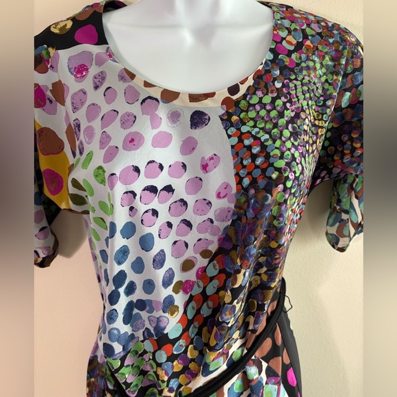 Anthropologie Silk Colorful Abstract Pattern t-shirt Dress size XS - Picture 2 of 11